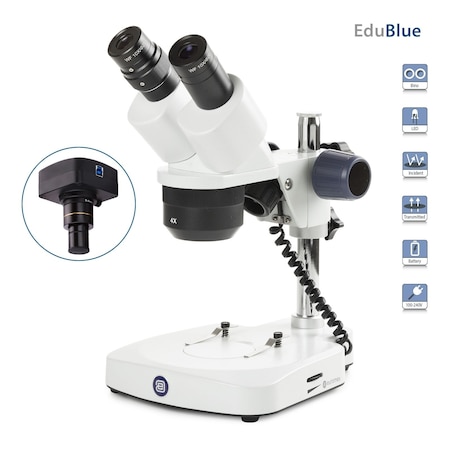 EduBlue 20X-40X Binocular Portable Stereo Microscope W/ 10MP USB 2 Digital Camera On Pillar Stand